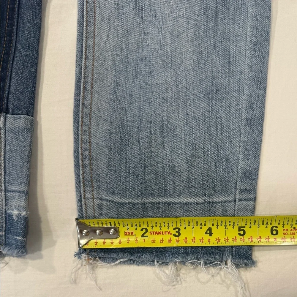 Free People Men's Patchwork Straight Jeans in Mixed Blue Denim